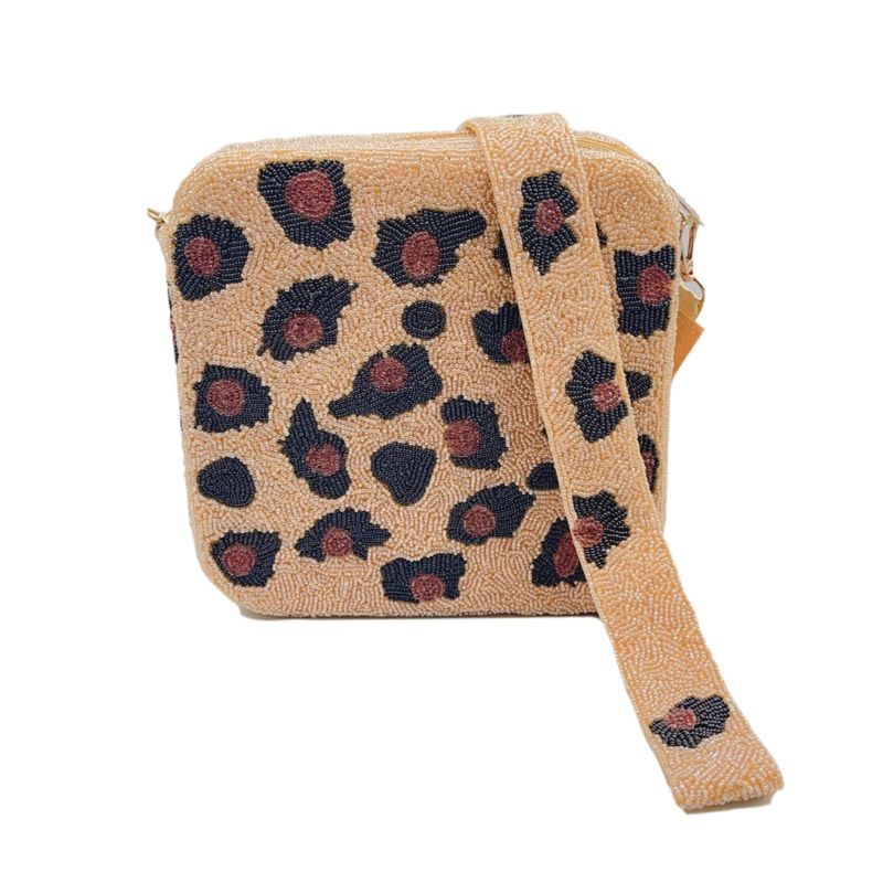 Leopard Box Beaded Bag