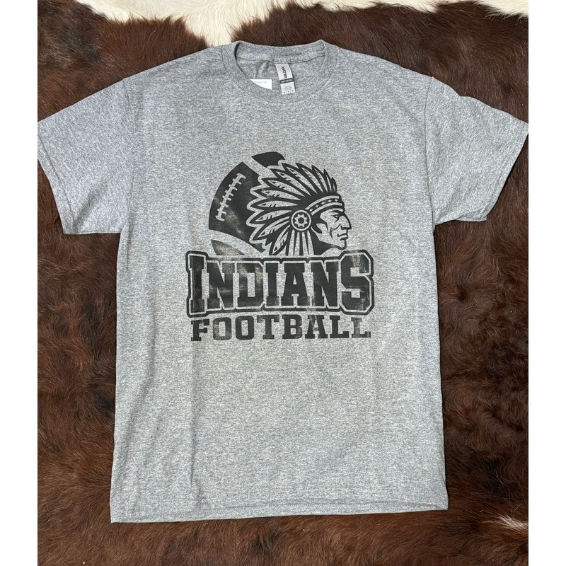 Gray Indians Football Tee