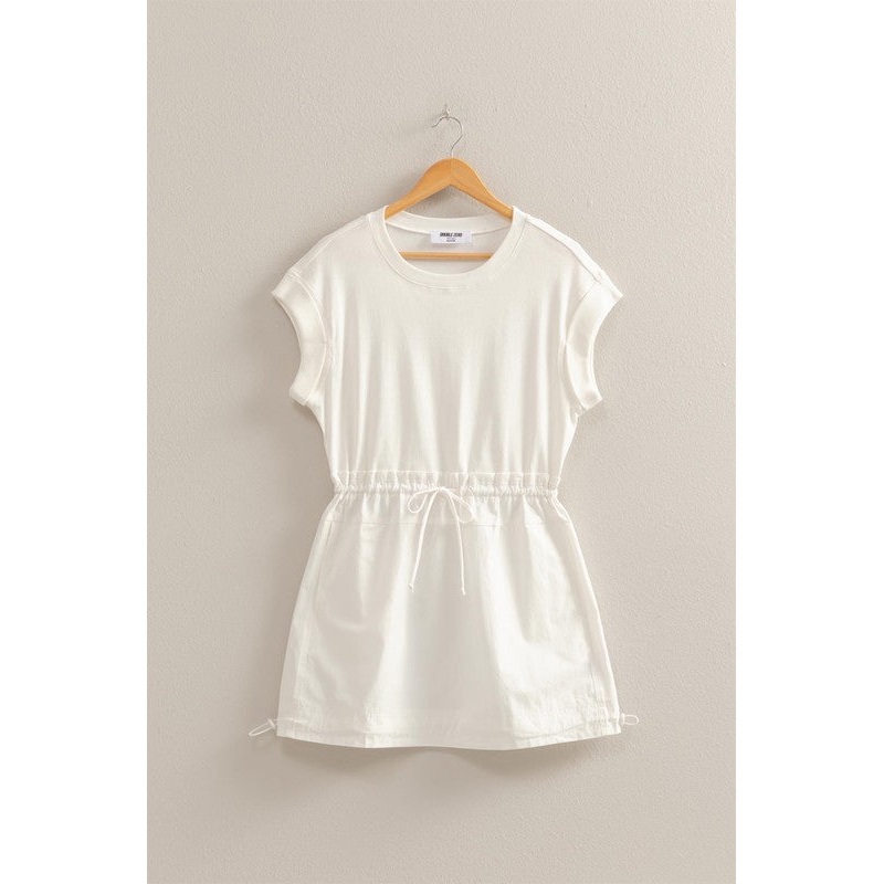 Short Sleeve Elasticized Waist Mini Dress