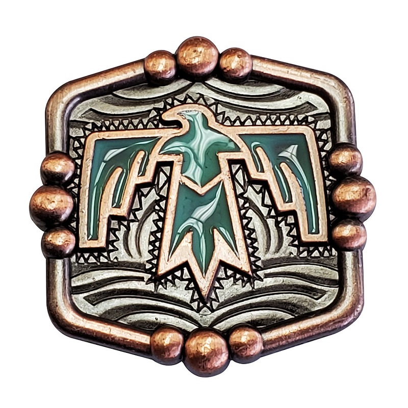 1 1/2″ Hilason Western Horse Concho Antique Copper Turquoise Enamel Brown