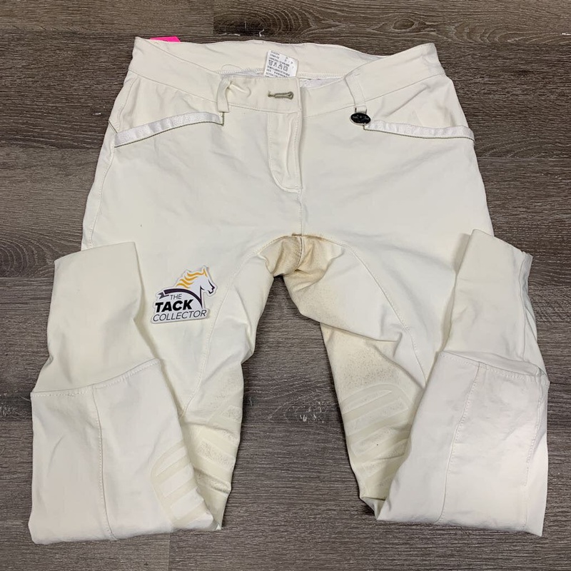 Euroseat Breeches *gc, v!stained seat & legs, pillyl edges, dingy? 28 off White/Green Used