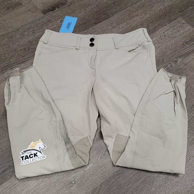 Euroseat Breeches *fair, stained/discolored seat & legs, pulled seat seam, v.hairy velcro & pilly edges, older 26R? Tan Used