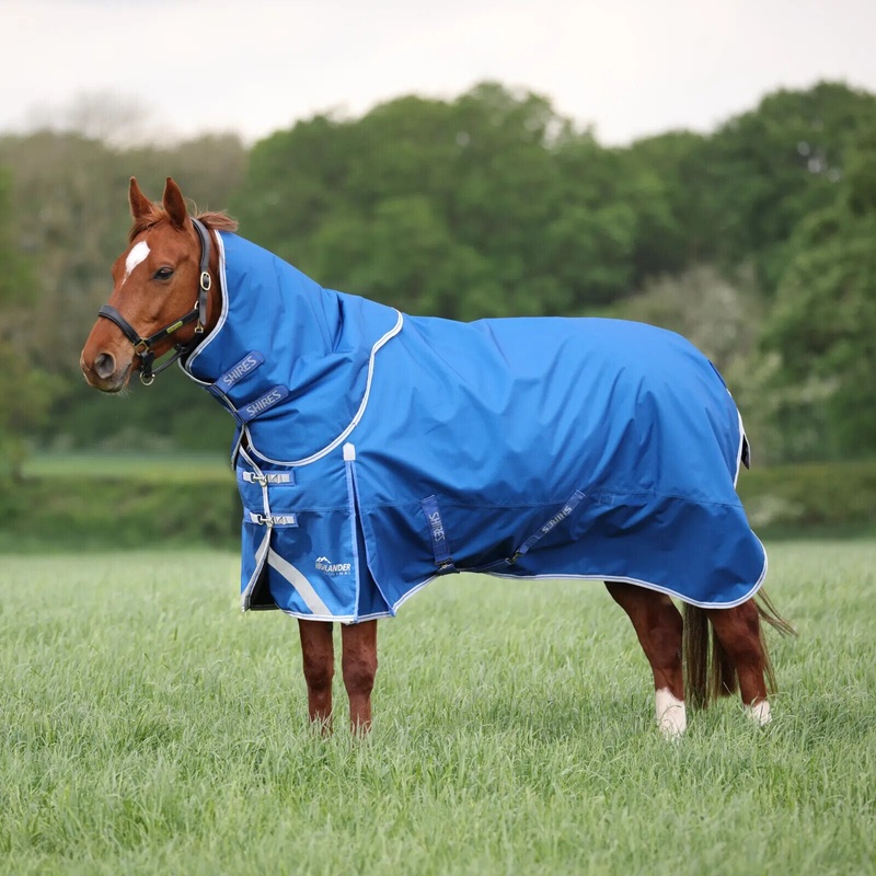 Shires Highlander 200g Horse/Pony Turnout Rug & Neck Set,  Detachable Neck, Blue