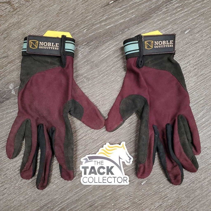 Thin Lycra Riding Gloves *fair/gc, dirty, v.rubbed & pilly, dusty, stains S/M Black/Burg Used