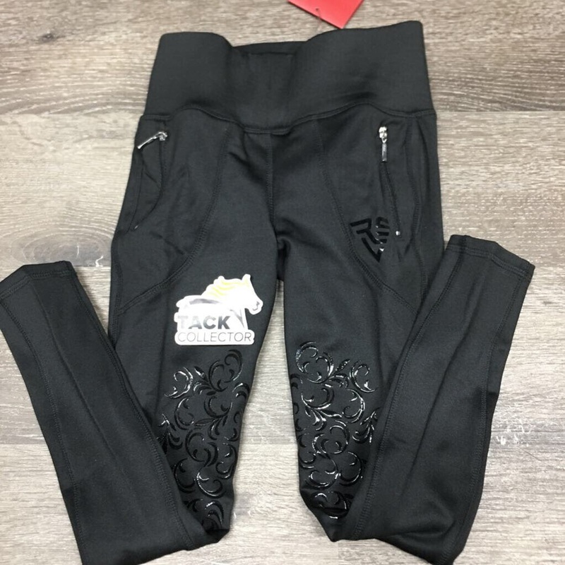 JUNIORS Winter Fleece Lined Riding Tight Breeches, tag *new Med Black New