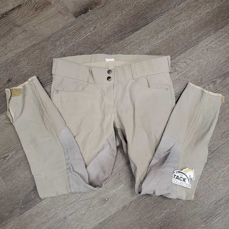 Full Seat Breeches *gc/fair, seat: stretched & v.stained seat, hair, dingy, pilly, holey ankle edges, hairy velcro 30 Tan Used