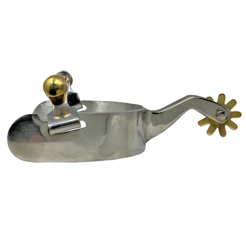 Showman Western Stainless Steel Mens size brass plated button spurs