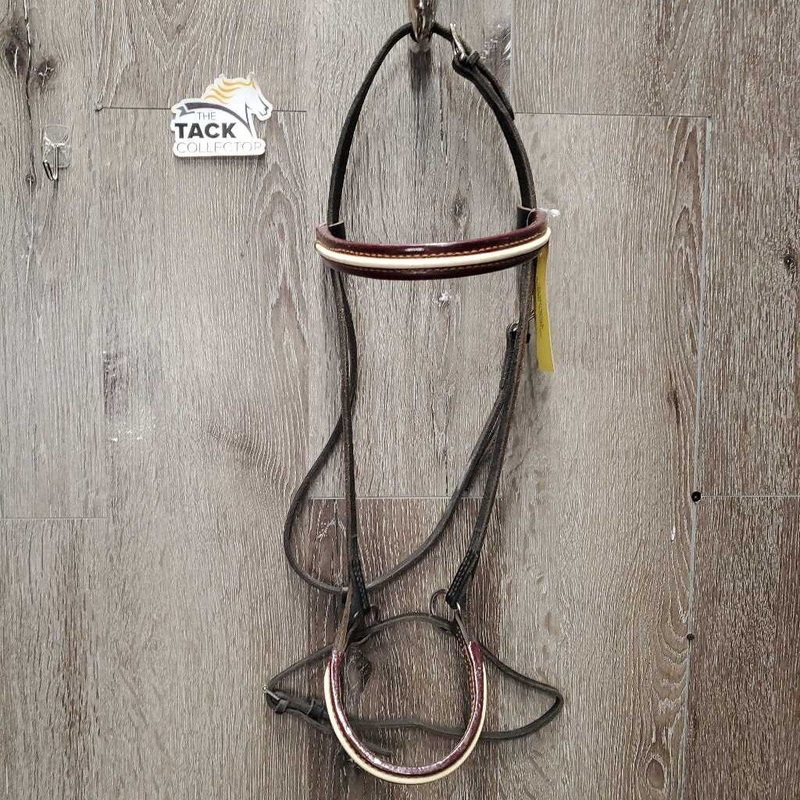 In Hand Show Bridle *gc, older, scuffs, scraped edges H? Black/Burg/Off White Used