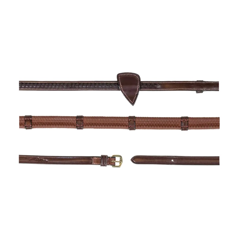 1/2″ Rubber Reins with 7 Leather Loops & Plaited Finish