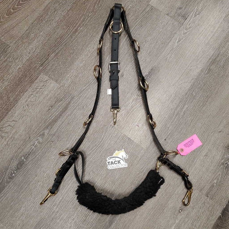 10 Ring Thick Biothane Training Martingale, snaps, Fleece wither Cover *vgc, dirty H Black/Gold Used