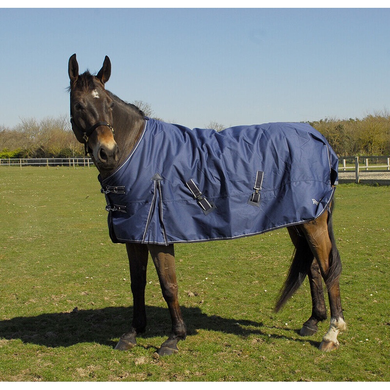 Rhinegold Arizona LIghtweight 100g Horse Turnout Rug 600d Standard Neck in Navy