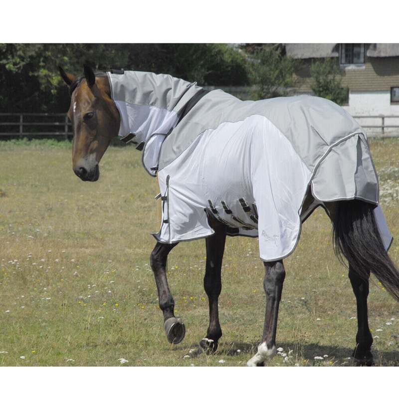 Rhinegold Zambia Full Neck Fly Rug, Waterproof Topline, in White or Zebra