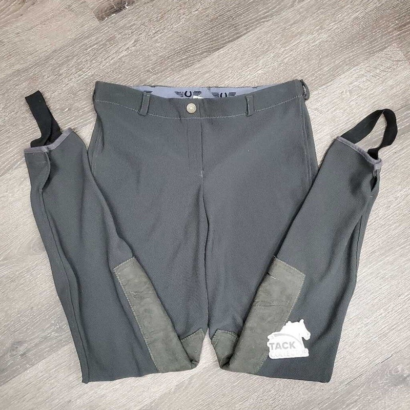 Ribbed Breeches, Pull On *vgc, v.rubbed & pilly knees, sewn on elastics 28 Grey Used