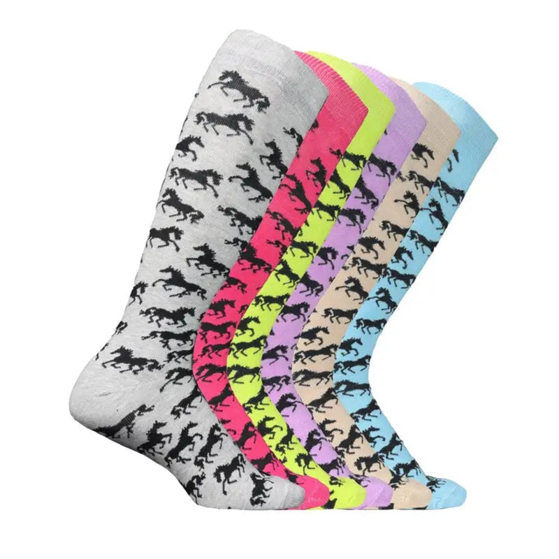 “Lila” Galloping Horse Knee Socks