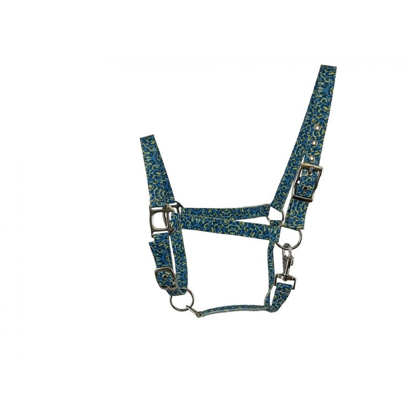2ply Nylon Horse Sized Halter with Cheetah print design