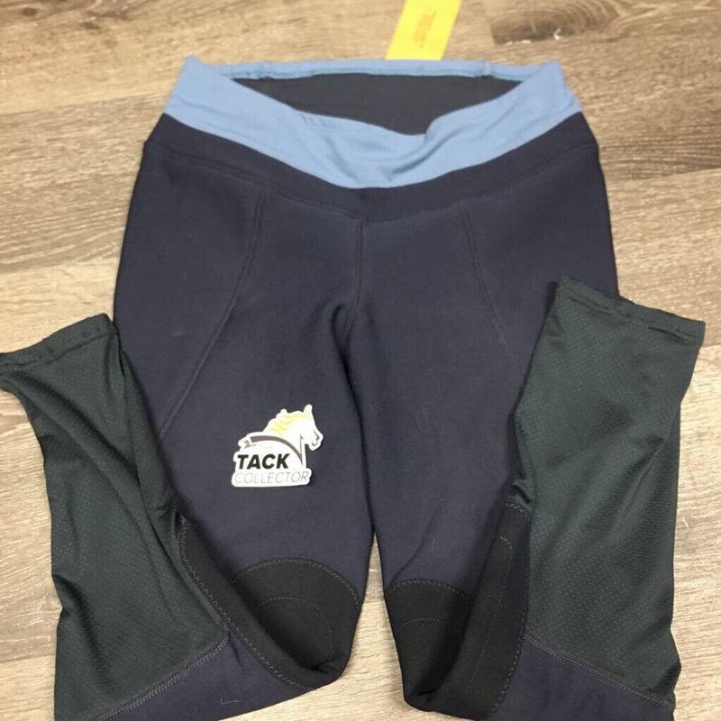 Fleece Winter Riding Tight Breeches, Pull ON *gc, dirty, hairy Med *28/30″ Navy/Blue Used
