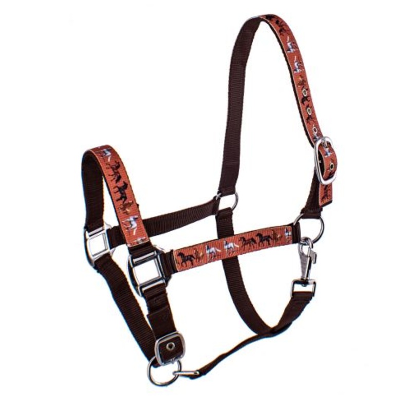 3ply Nylon Horse Sized Halter with Multi Horse design