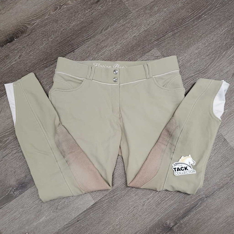 Euroseat Breeches *gc/fair, pulled seat seam, v.stained seat & legs, curled inside, knees: unstitched & pilly 32R Tan/White Used