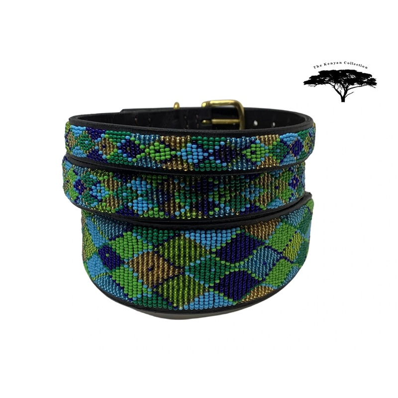 “Peacock Argyle” Beaded Dog Collar