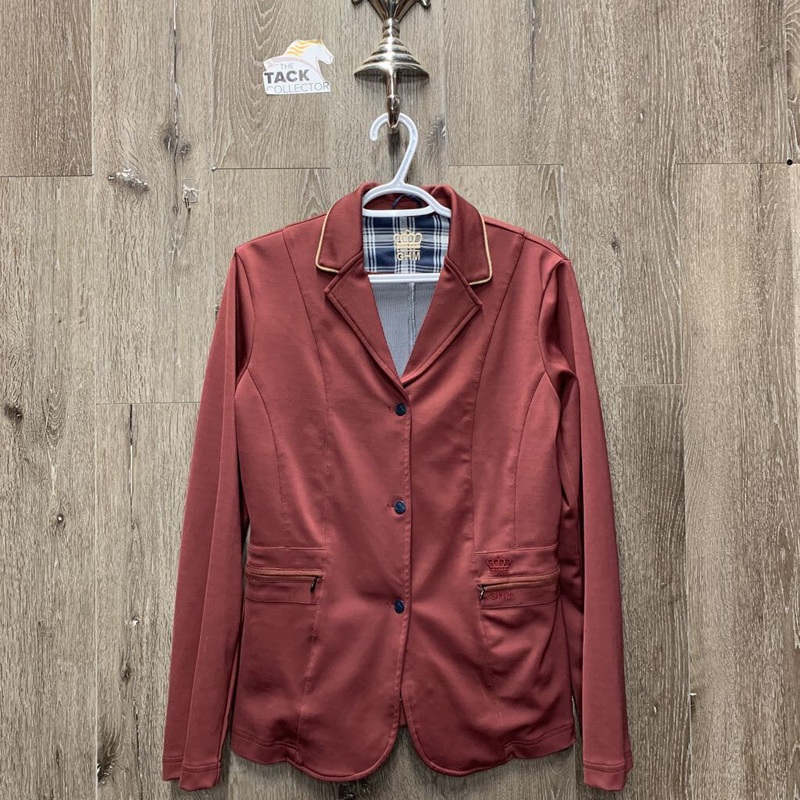 “Champion” Show Jacket, Zipper, snaps *vgc, mnr rubbed/pilly collar edges Med Burg/tan Used
