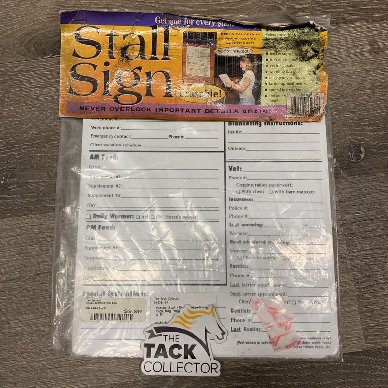 Plastic Stall – Feed Instructions Sign, bag *new, dirty bag 9″ x 11″ White New