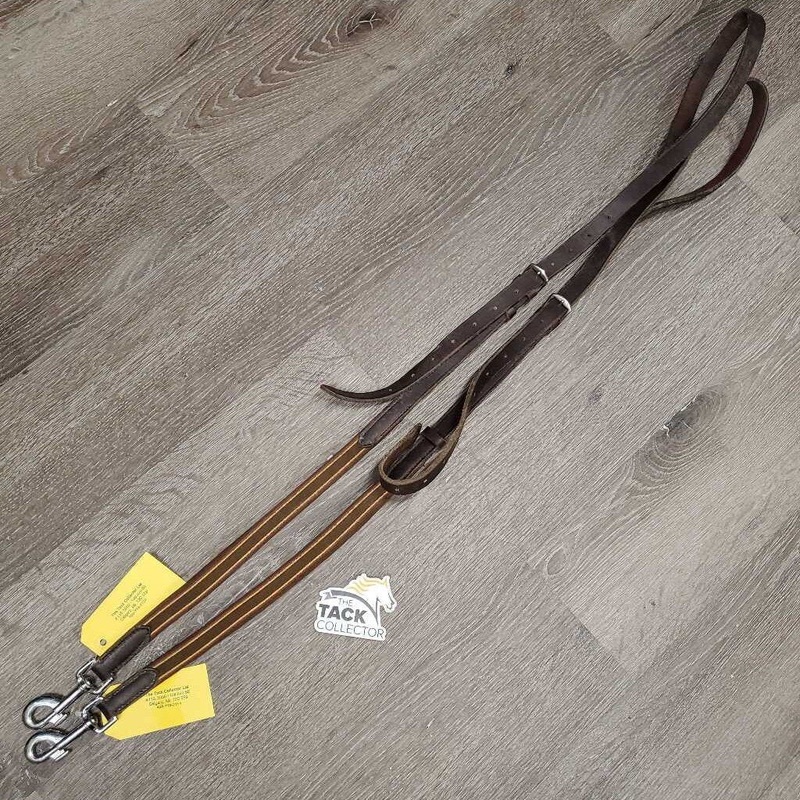 Leather Elastic Side Reins *gc, dry, scraped edges, stiff, bent ends, stains, rubs Brown Used