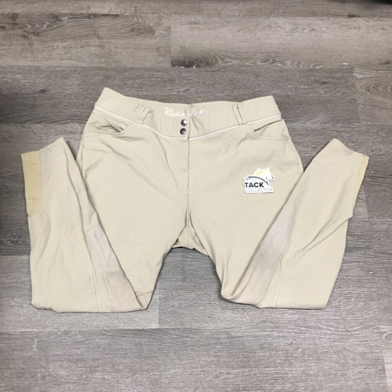 Euro Seat Breeches *gc, seam puckers, discolored/stained seat & legs, mnr snags, rubs & pills 36R Tan/White Used
