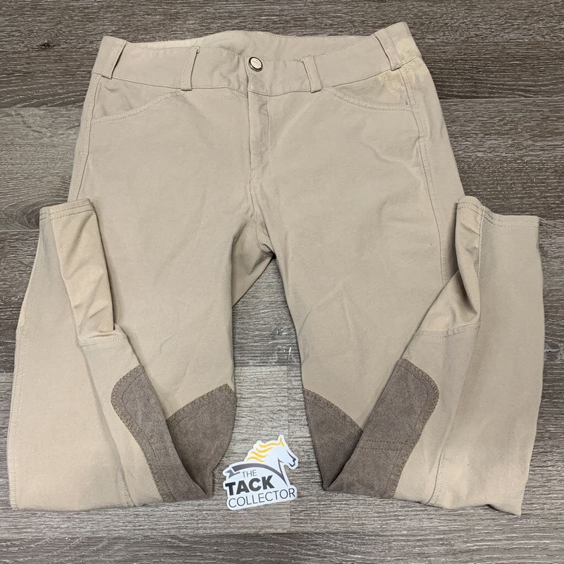 Euroseat Breeches *gc, mnr pills, seam puckers, v.puckered/stretched seat, stains/discolored 6/30 Tan Used