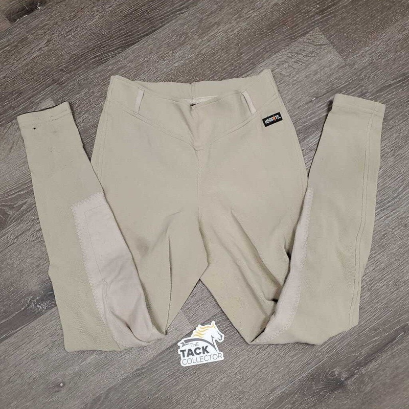 Ribbed Breeches *gc/fair, stains, mnr hole, discolored seat & legs, rubs, snags, pills, stretched knees S *22/24″ Tan Used