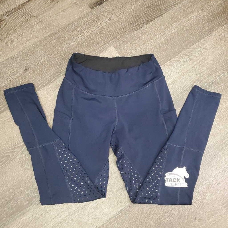 Sticky Full Seat Lined Riding Tight Breeches, Pull On, 2 Thigh Pockets *vgc/gc, clean, v.rubbed & pilly, stretched seat/seams M *26/28″ Navy Used