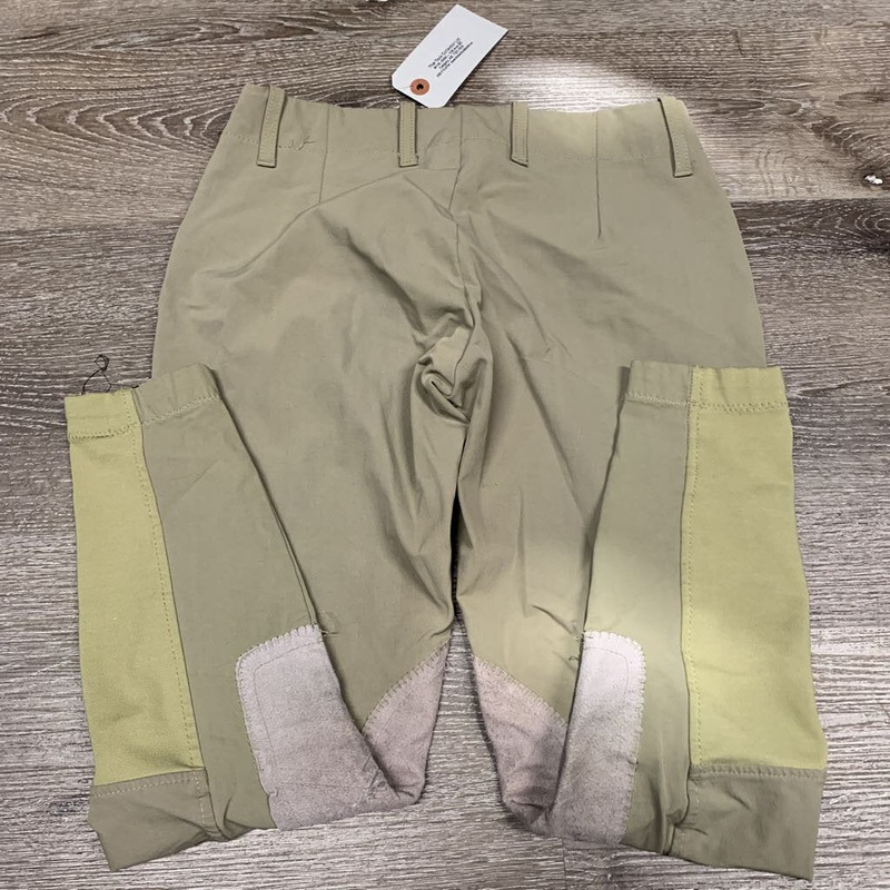 Side Zip Breeches *gc, older, seam puckers, mnr stains?/dirt, undone seam stitching, knees: stretched, rubs & pills 24 Tan Used