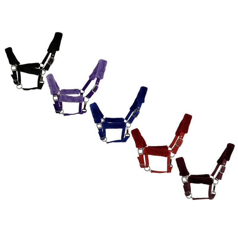 Fleece Covered Nylon halter with crown adjustment and throat snap