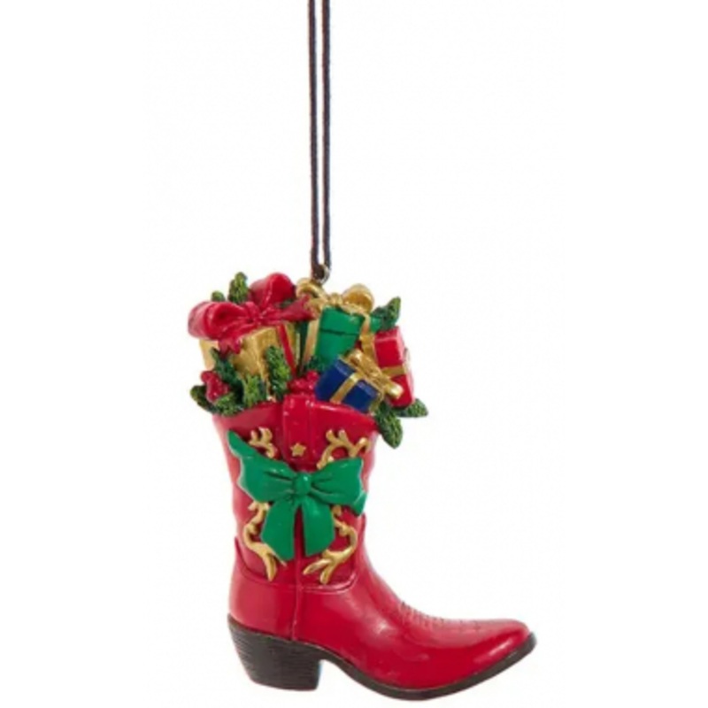 Resin Western Christmas Boot Ornament – Red – 3.5 inches