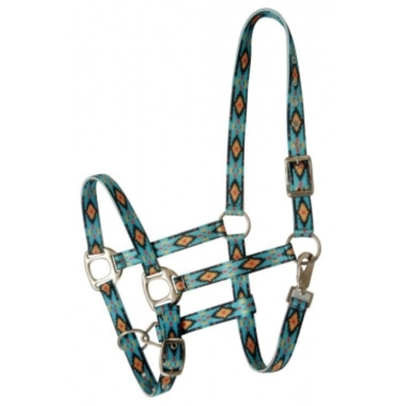 Showman Premium Nylon Halter With Turquoise Southwest Design