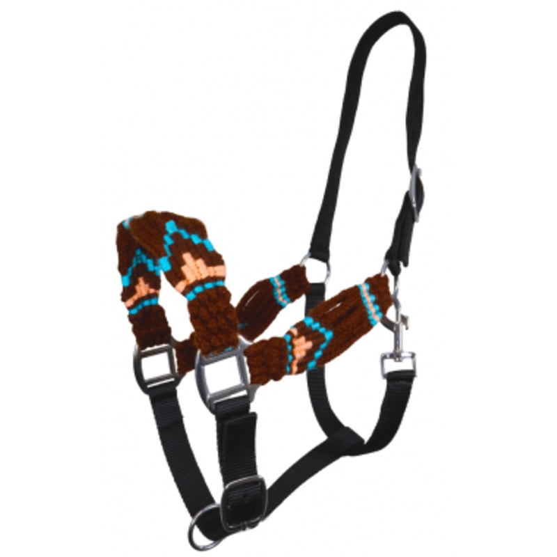 Rugged Ride Mohair Halter – Brown, Tan And Turquoise