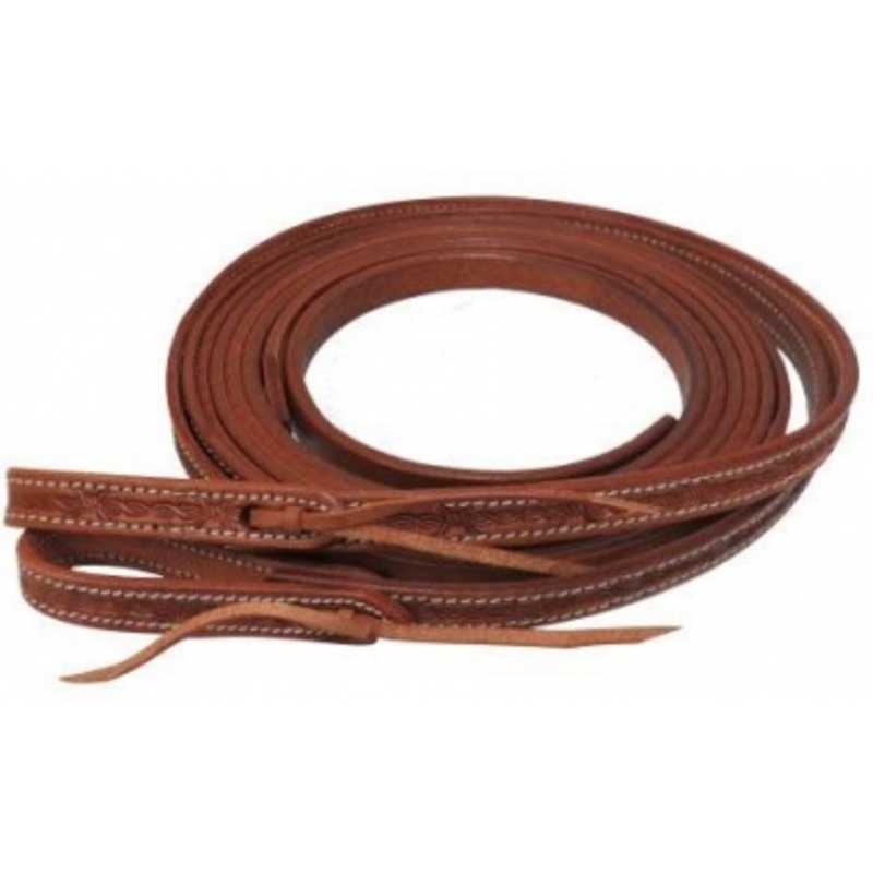 Showman Argentina Cow Leather 5/8 inch x 8 foot Split Reins With Barb Wire Tool