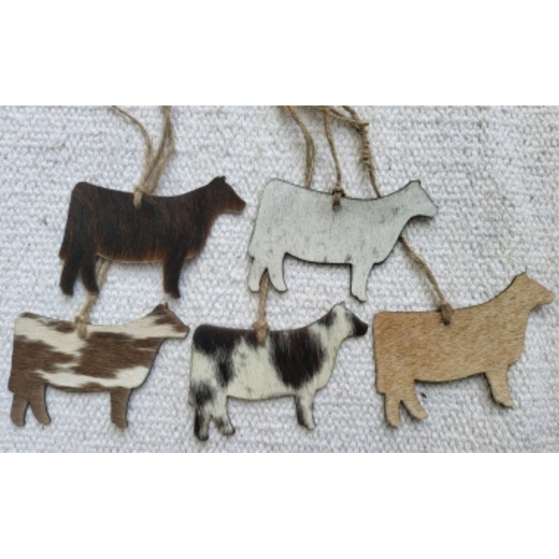 Showman Hair On Cowhide Cow Western Christmas Ornament – Set of 5