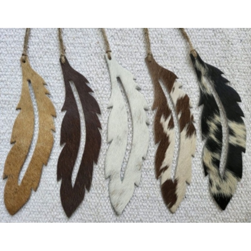 Showman Hair On Cowhide Feather Western Christmas Ornament – Set of 5