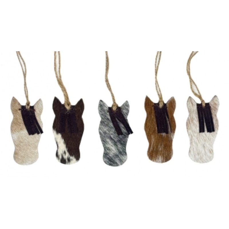Showman Hair On Cowhide Horse Face Western Christmas Ornament – Set of 5