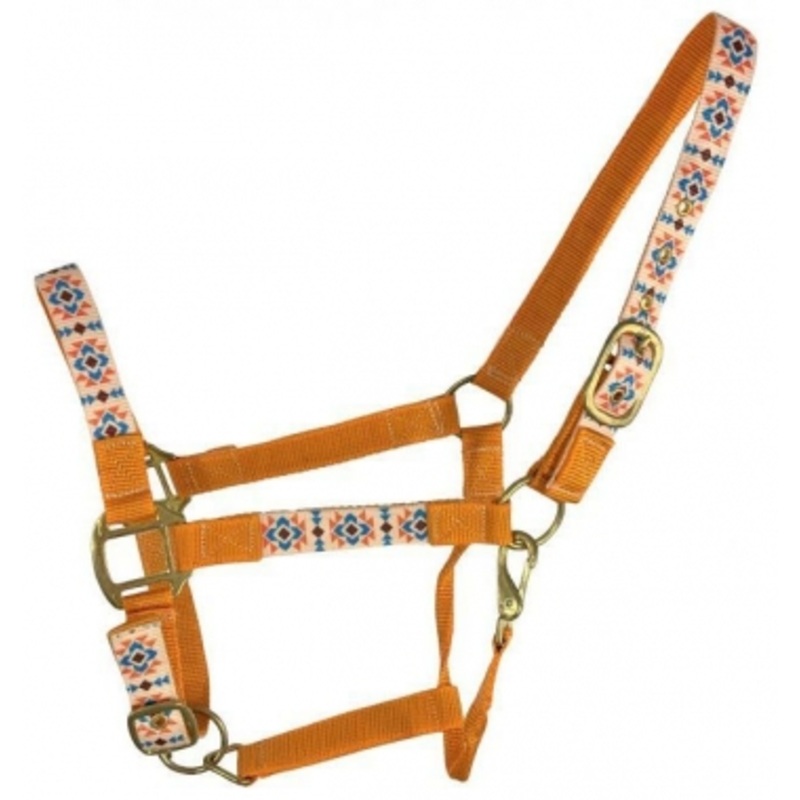 Showman Orange Southwest Print Nylon Halter