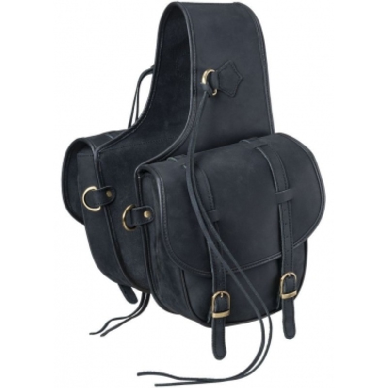 Tough-1 Black Soft Leather Saddle Bags