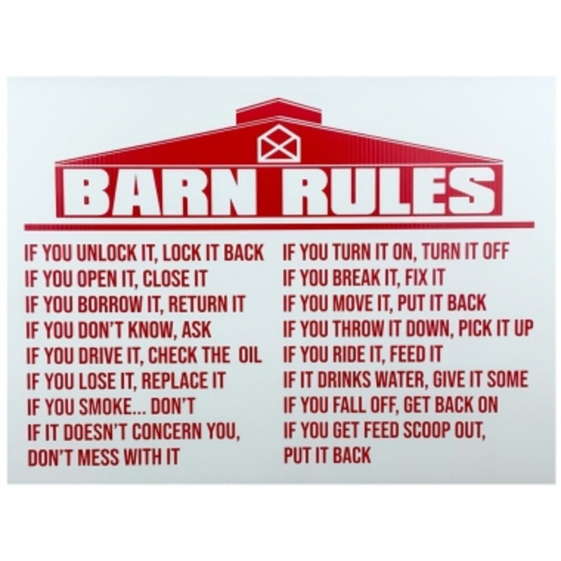Barn Rules Sign – 18 inch x 24 inch