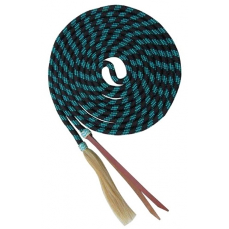 Showman 23 Ft Nylon Braided Mecate Reins With Horse Hair Tassel And Popper Ends