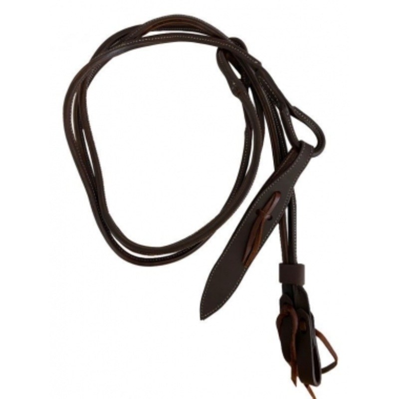 Showman Oiled Harness Leather Rolled Romal Reins With Popper