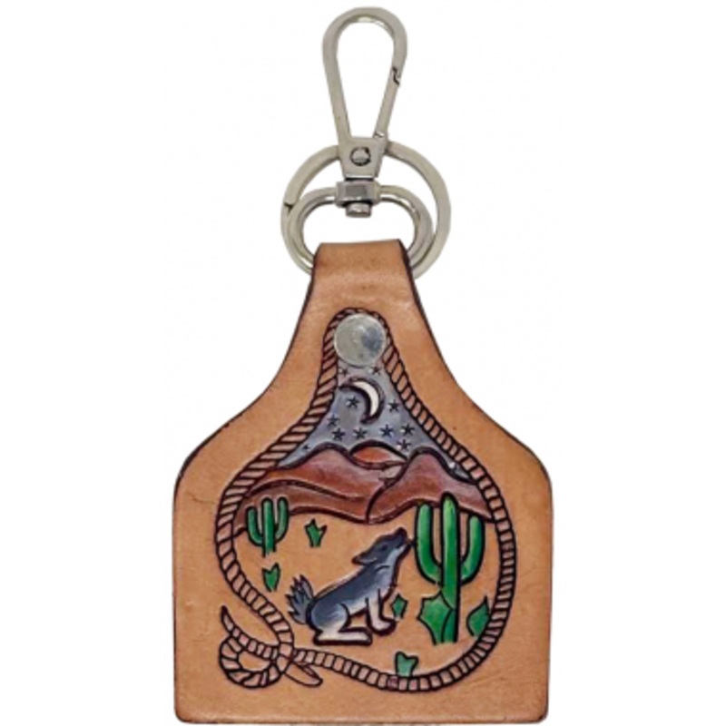 Rugged Ride Handmade Leather Cow Tag Key Chain – Coyote