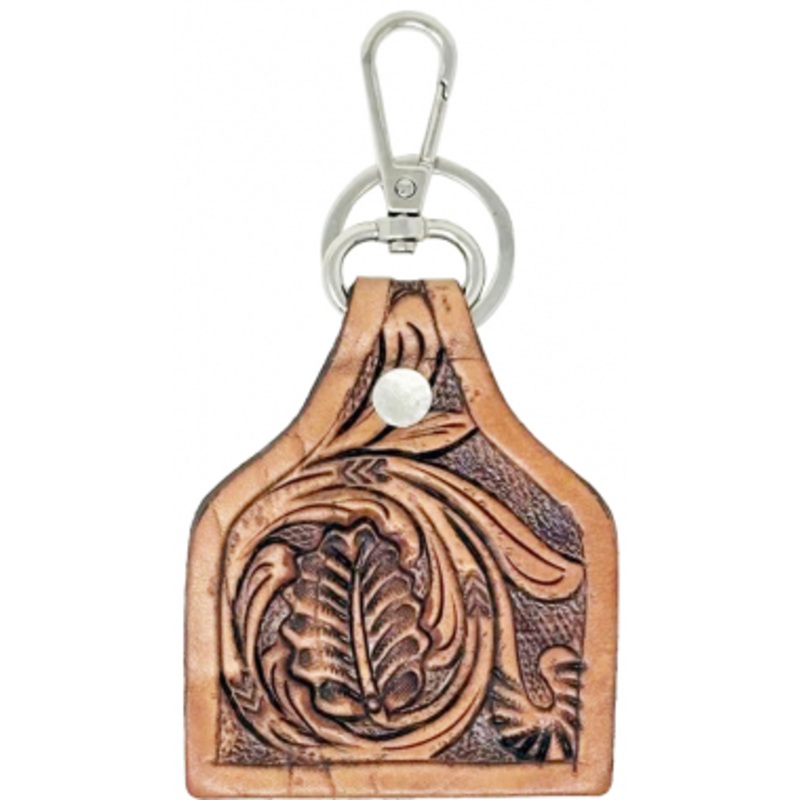Rugged Ride Handmade Leather Cow Tag Key Chain – Flower