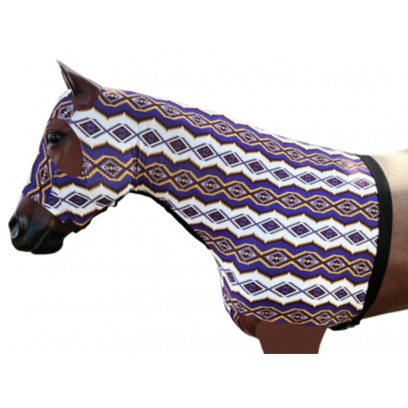 Rugged Ride Lycra Mane Tamer With Zipper Closure- Purple Aztec