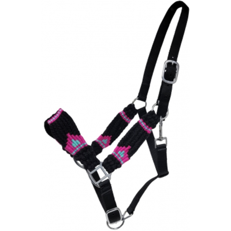 Rugged Ride Mohair Halter – Black, Hot Pink And Turquoise