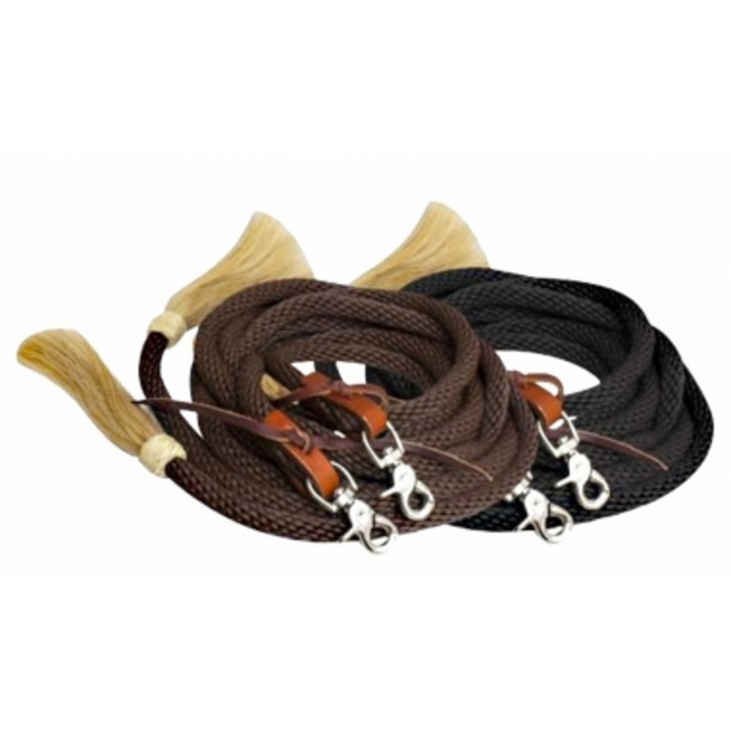 Showman 8 Ft Round Braid Nylon Split Reins