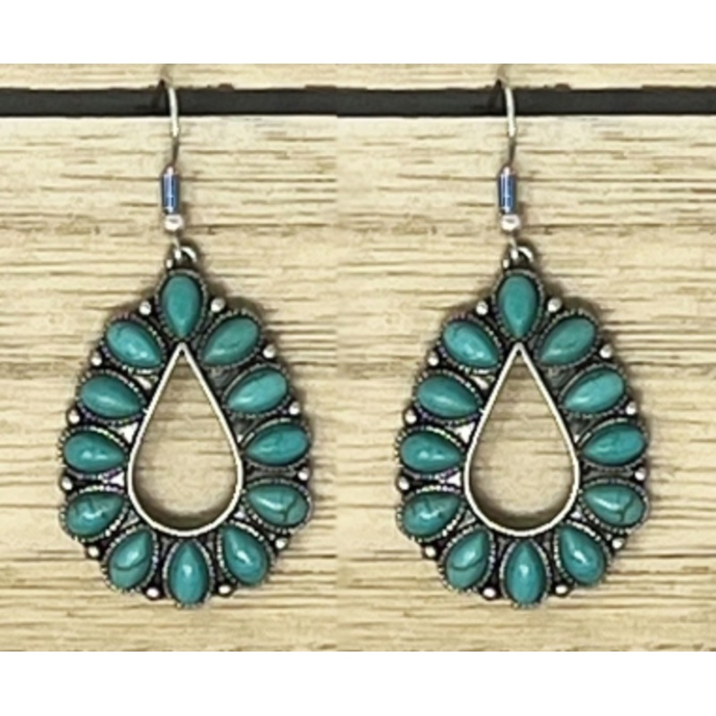 Turquoise Teardrop Hook Style Earrings